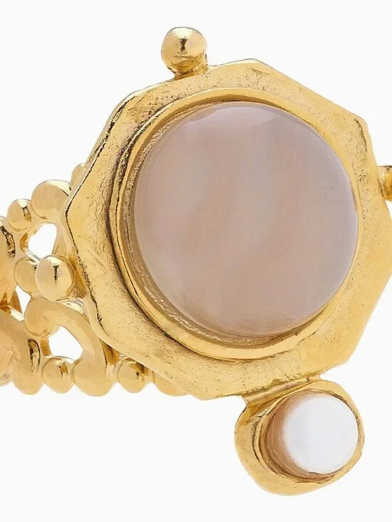 Luminous! Susan Shaw Becca Moonstone & Pearl Ring