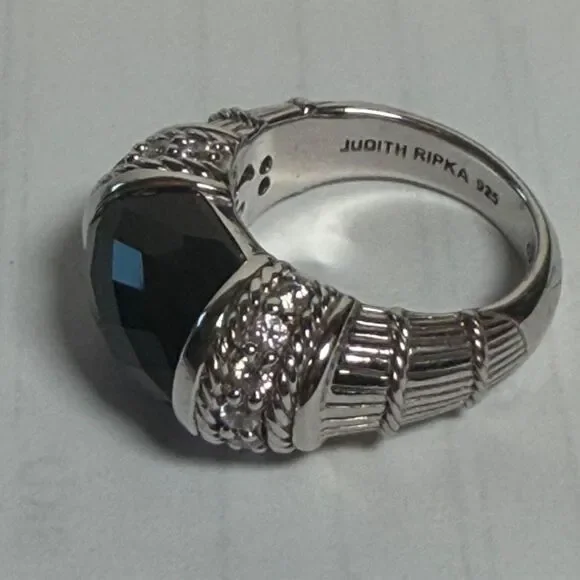 Judith Ripka 925 Sterling Silver Smoky Quartz CZ Ring Size 7 10g Designer