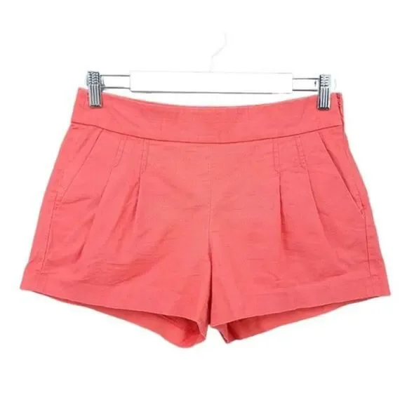 5 for $25 J. Crew Coral Pleated Cotton Shorts with Side Zip Size 2