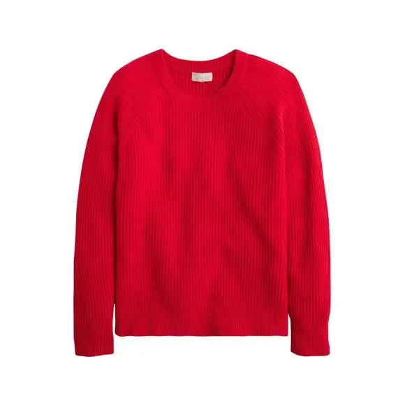 J.Crew Ribbed Cashmere Oversized Red Crewneck Size XS Sweater
