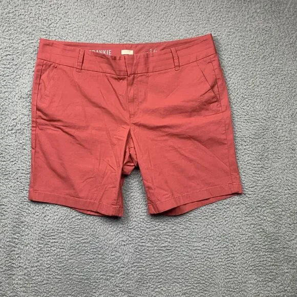 J.Crew Frankie Shorts Womens 16 Pink Chino Twill Stretch Bermuda Flat Front