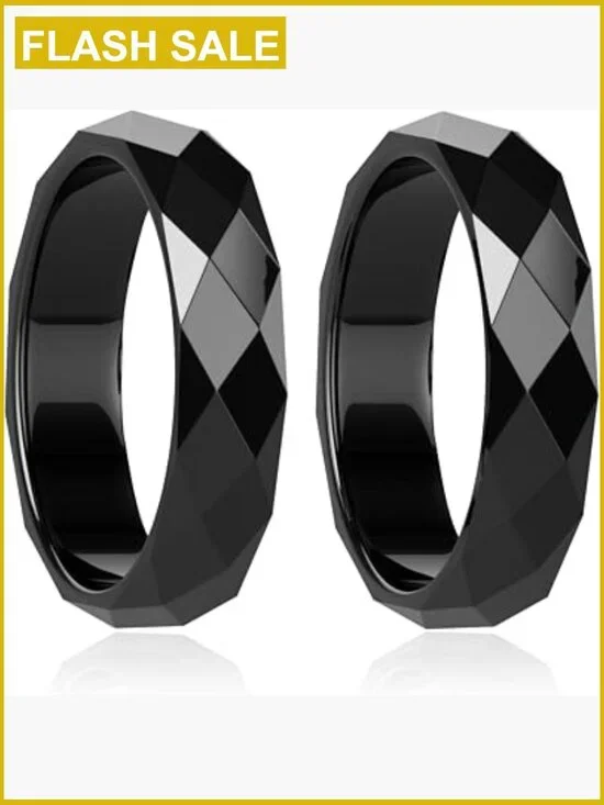 2 Hematite Rings for Anxiety Relief Balance Root Chakra Jewelry