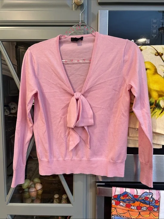 J. Crew Pink Merino Wool Bow Sweater XS