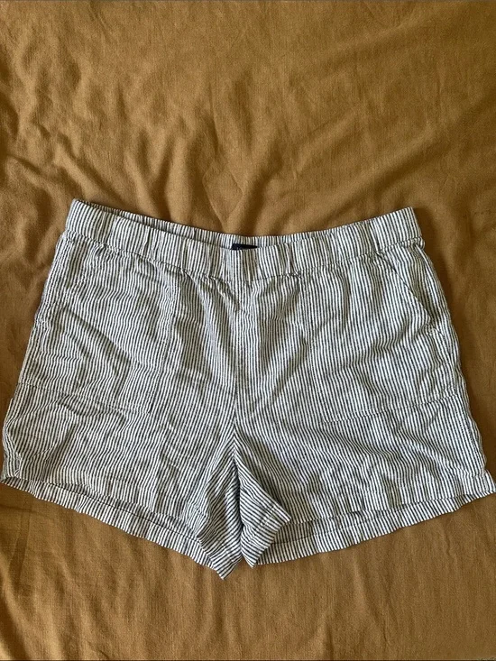J. Crew Linen Gray & White Stripe Shorts