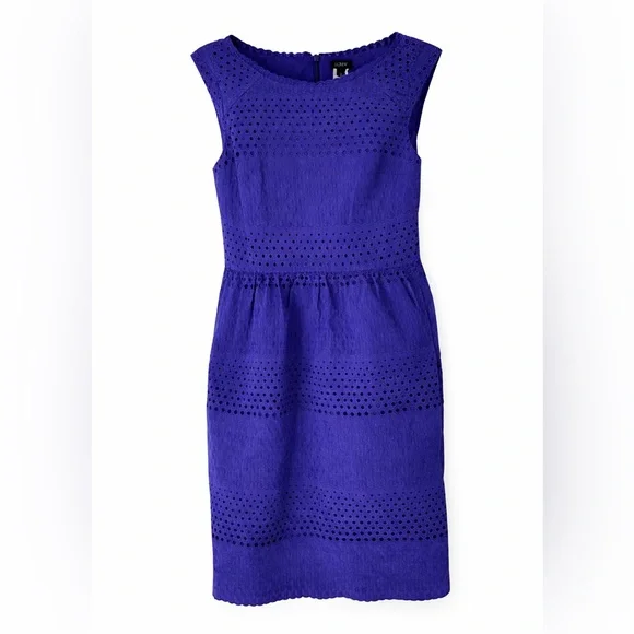 J. Crew Purple Eyelet Cotton A-Line Dress