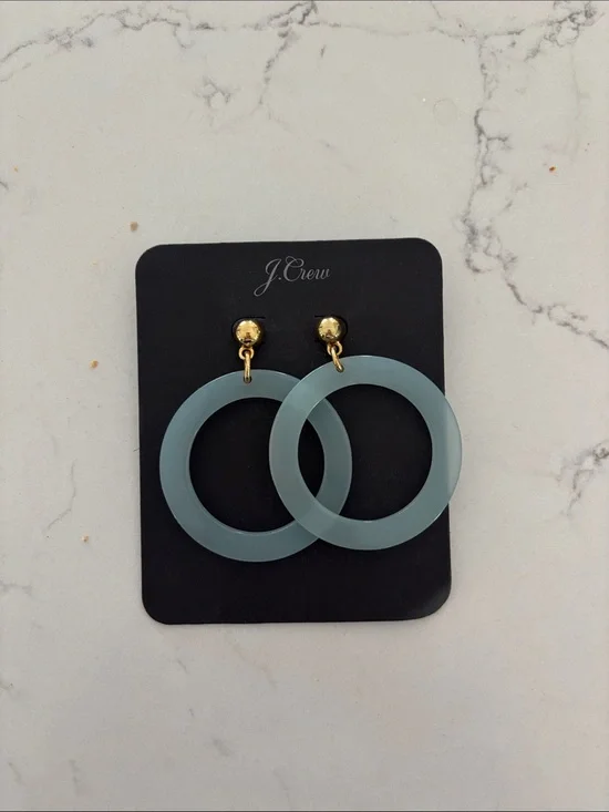 J. Crew Seafoam Hoop Earrings with Gold