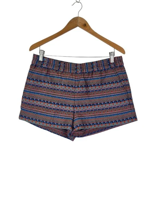 J.Crew Factory Shorts Women's Size 8 Aztec Jacquard Boardwalk Pull On Stretch