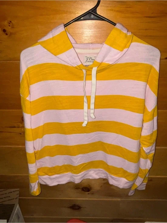 J. Crew Striped Hoodie in Yellow and Pale Pink