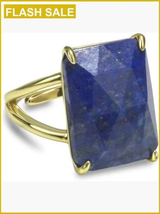 Handmade Adjustable Gold Ring Lapis Lazuli Solitaire