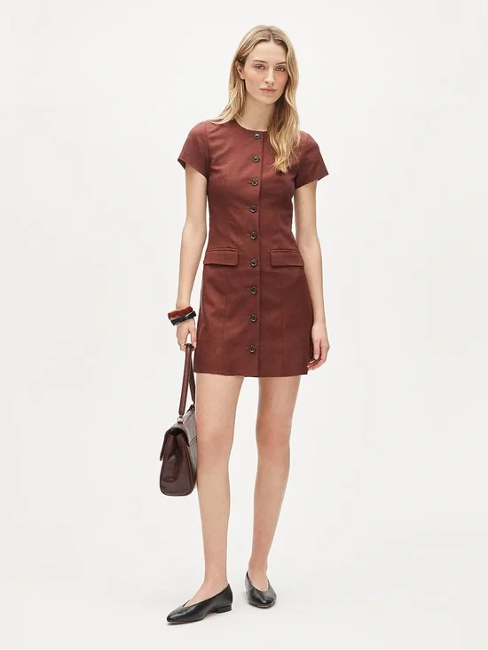 J. Crew Rust Mini Dress with Front Buttons