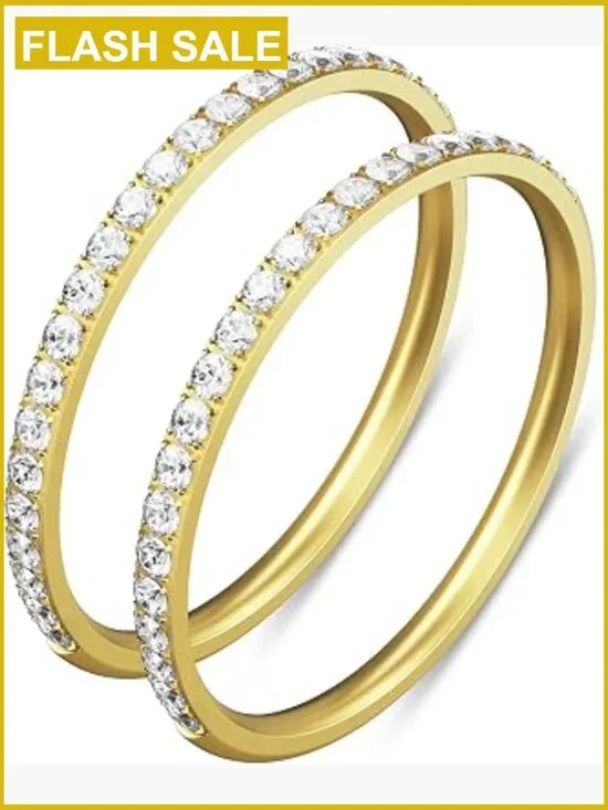 Stackable Bands for Oura Ring, Cubic Zirconia Rings, Gold Plated Stacking Rings
