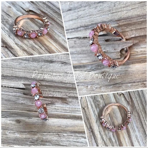 Rose Gold Pink Opal Cubic Zirconia‎ Ring