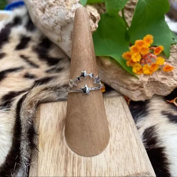 Multi Star Cluster Sterling Silver Ring Size 8