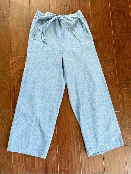 J. Crew Light Blue Women’s Wide-Leg Tie-Waist Pants