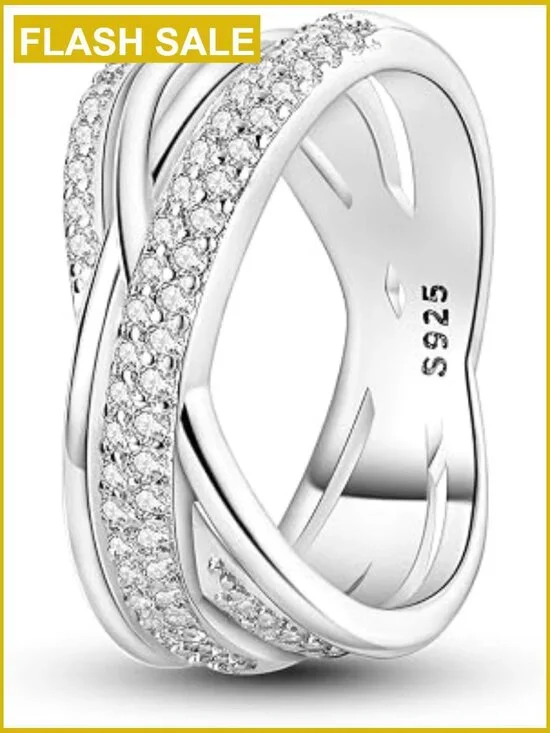 Sterling Silver Eternity Ring with Cubic Zirconia - Sizes 6-9