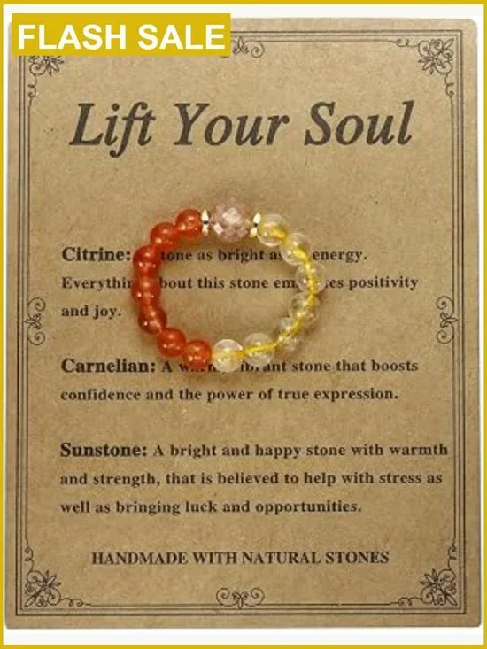 Natural Stone Beads Rings Stretchy Crystal Stress Relief Jewelry Gift
