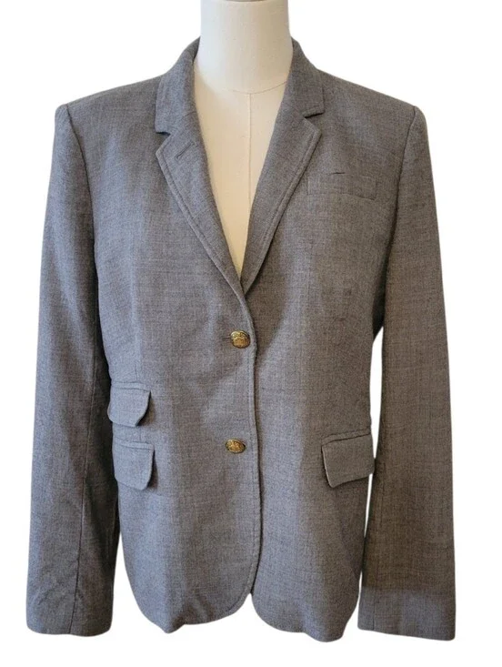 J. Crew Gray Schoolboy‎ Wool Blazer Jacket Size 12