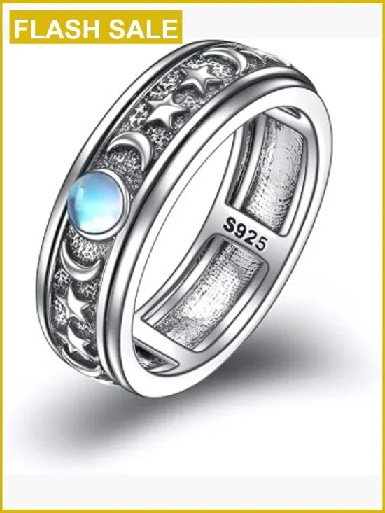 Spinner Ring Fidget Anxiety Relief 910 Sterling Silver Rotating Mood Band