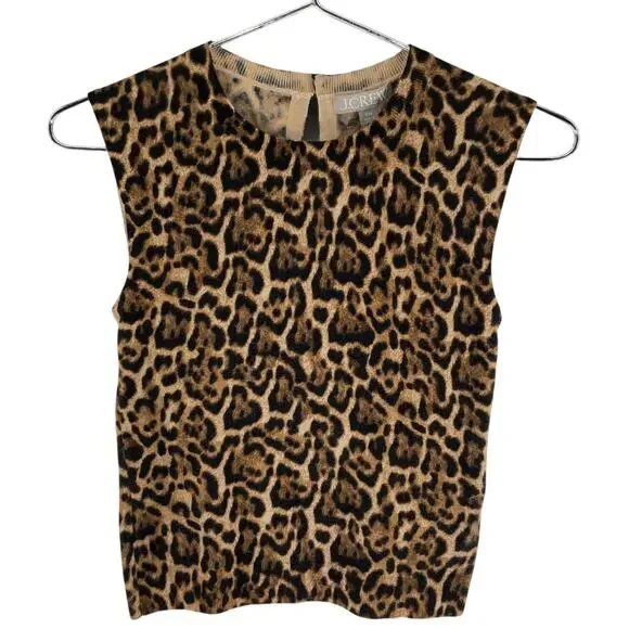 J.Crew Featherweight Multicolor Leopard Print Sweater Shell Size XXS NWT