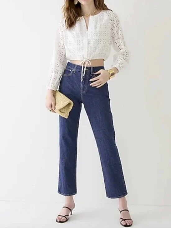J Crew High Rise '90s Classic Straight Fit Jean in Cooper Square Wash