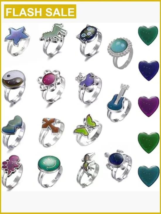 15 Adjustable Mood Rings for Party Favors Halloween Costume Props