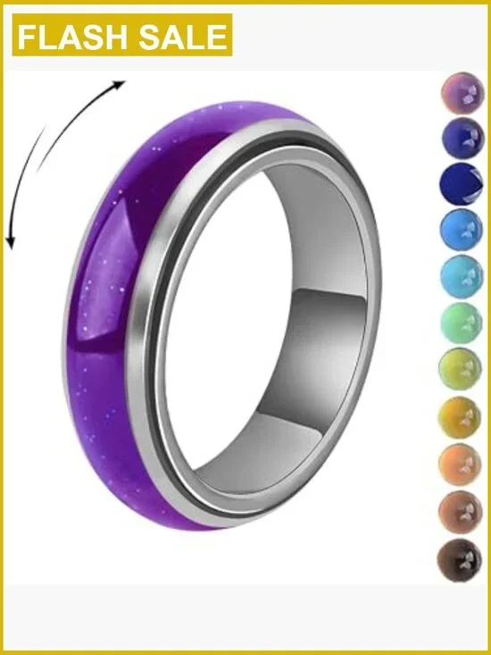 Mood Fidget Spinner Ring Stainless Steel Temperature Changing Anxiety Relief