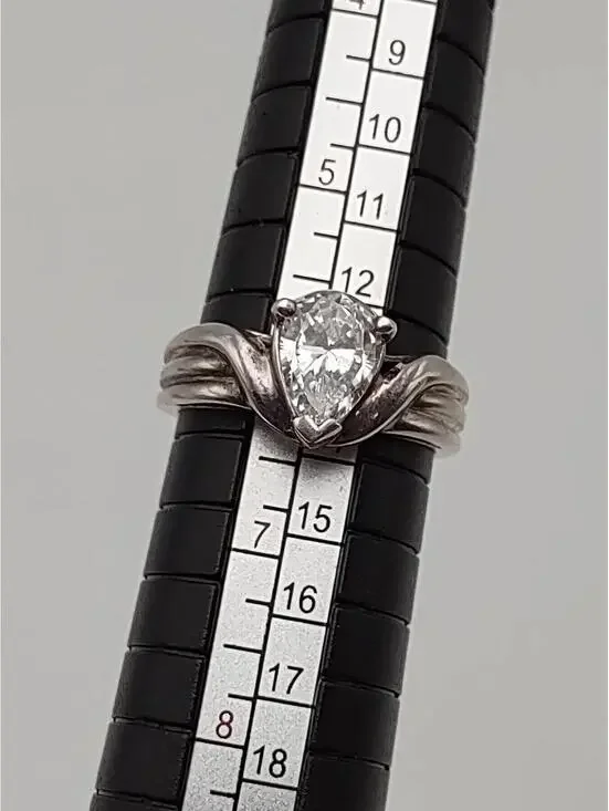 Joseph E Demarco Sterling Ring Pear CZ Size 6 925