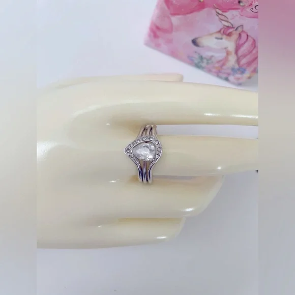 2pcs Elegant Silver Women's Ring 9