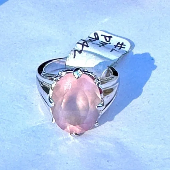 Sterling Silver & Pink Quartz Cocktail Ring   NWT