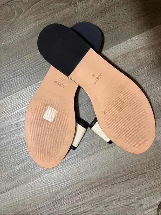 J. Crew Black & Cream Open-Toe Slide Sandals