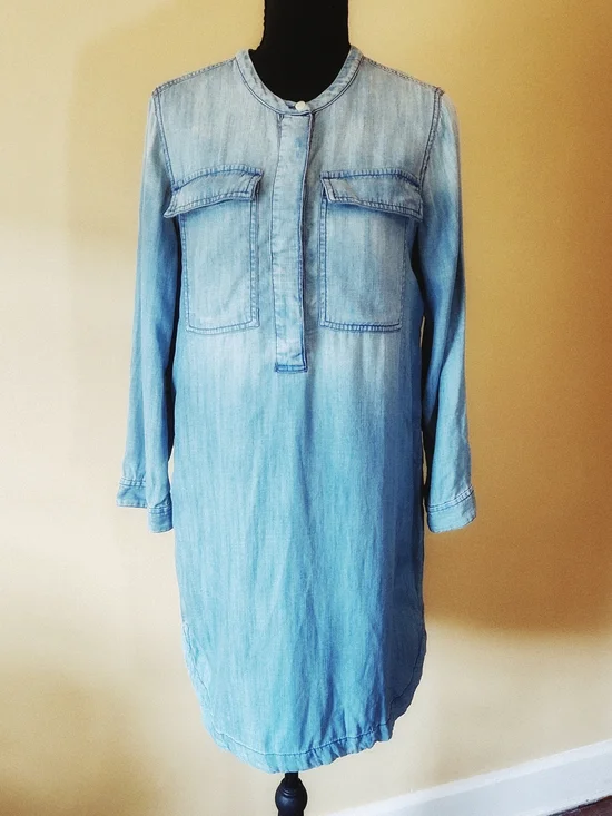 Light Wash Denim Tunic Shirt Dress