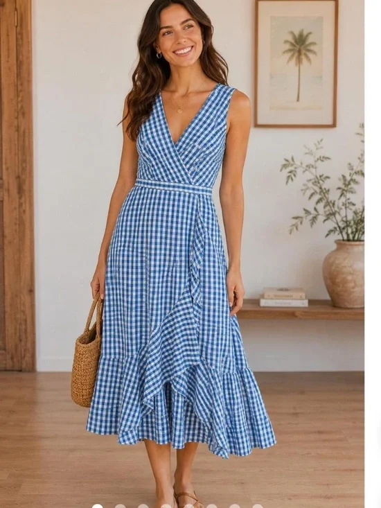 J. Crew gingham plaid wrap dress in cotton poplin