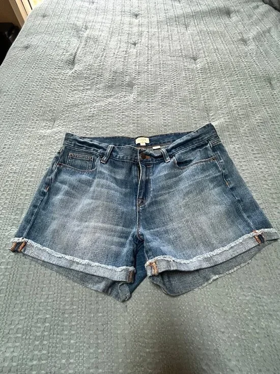 J. Crew Rolled Frayed Hem Blue Jean Shorts Size 29