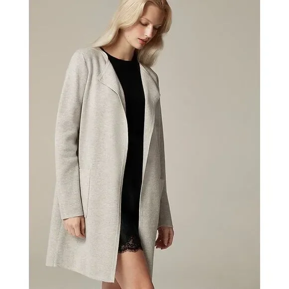 J Crew 365 Juliette Collarless Sweater Blazer‎ XL Open Front Wool Blend Cardigan