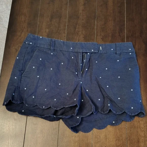 J. Crew Dark Blue Scalloped‎ Hem Shorts