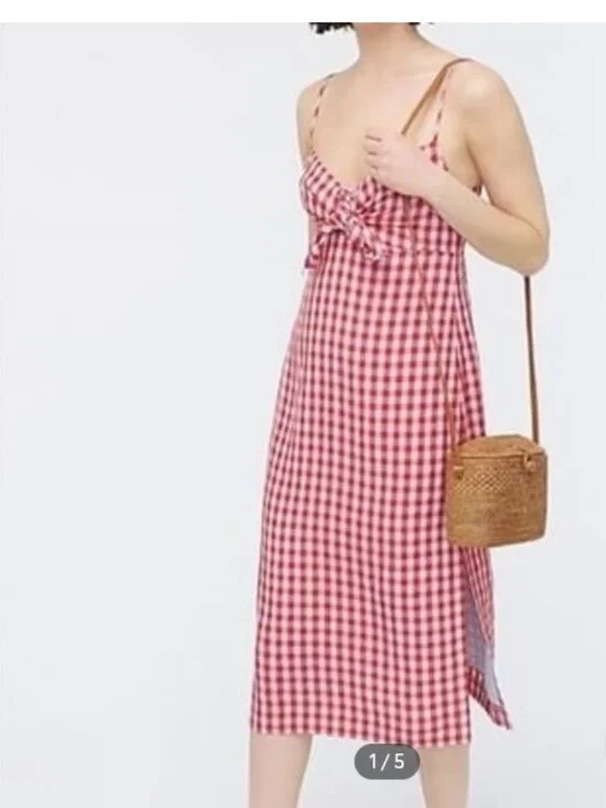 J. Crew Tie-Front Dress in Drapey Gingham size 4