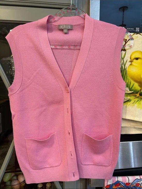 J. Crew Bubble Gum Pink Merino Wool Sweater Vest XXS