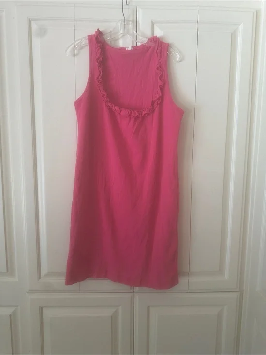 J. Crew Hot Pink Ruffle-Trim Midi Dress