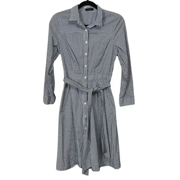 J. Crew Nautical Navy and White Striped Shirt Dress
