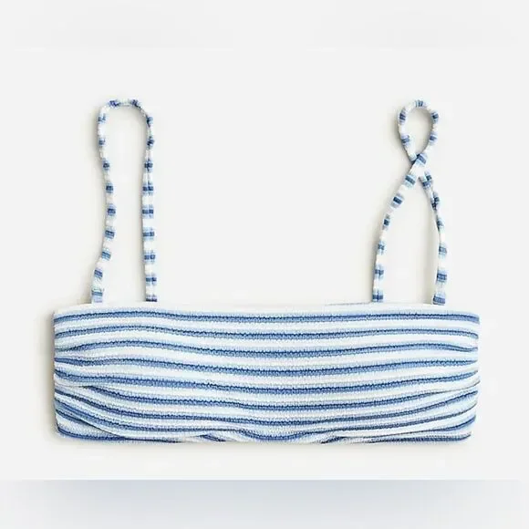 J.Crew Textured clean bandeau bikini top in stripe NWT Size 3X