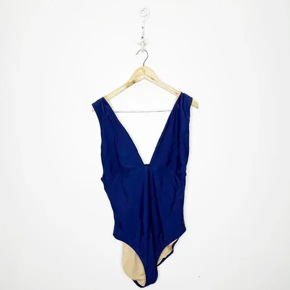 J. CREW V-neck one-piece navy blue plunge AK506 women's XL
