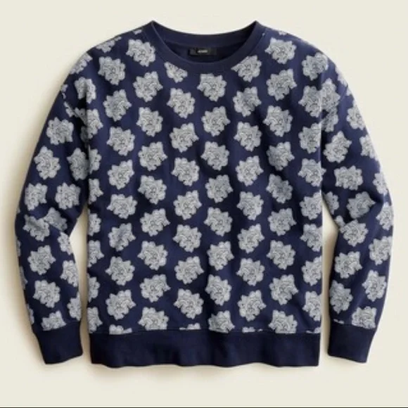 NWT J.‎ Crew University Terry Paisley Crewneck Sweatshirt