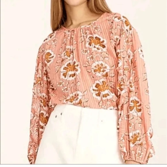 J Crew Ruffle Sleeve Climbing Floral Blouse