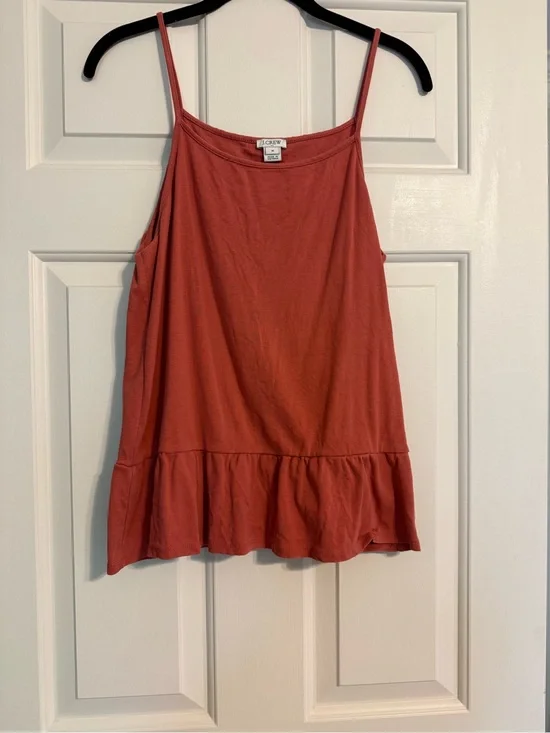 J. Crew Women’s Rust Red Peplum Spaghetti Strap Top