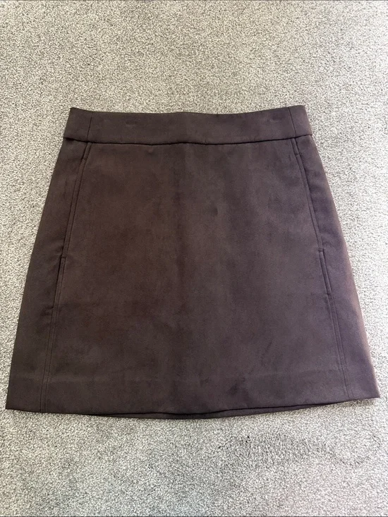 Classic Brown Suede A-Line Skirt - NWT