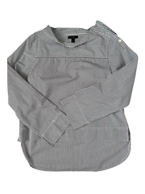 J.Crew Funnelneck Shirt Black White Stripe Size 8