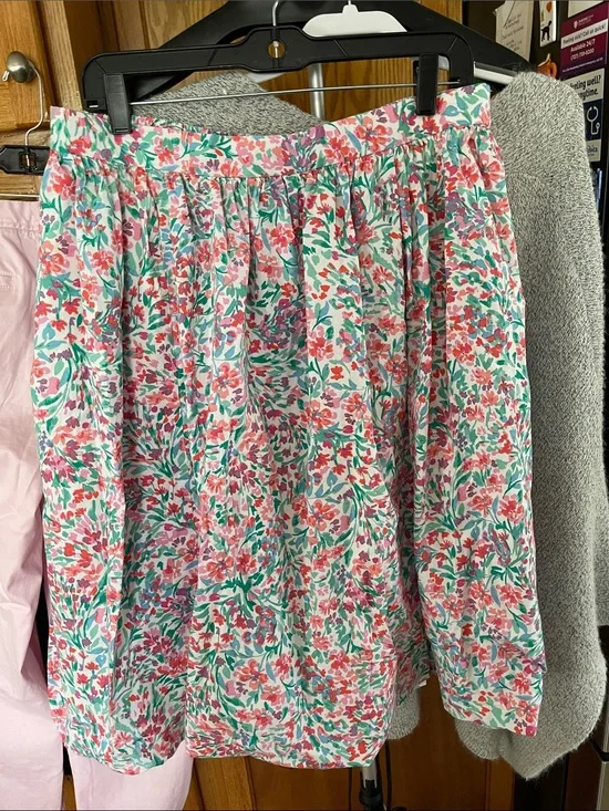 J. Crew Pink Floral Bubble-Hem Cotton A-Line Sz Large Pink Floral
