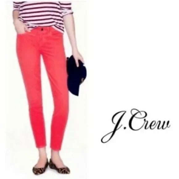 J CREW TOOTHPICK women's pink coral skinny ankle jeans‎