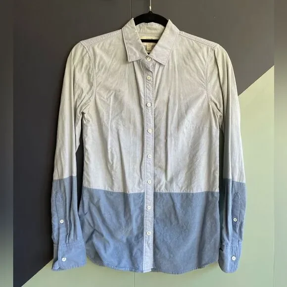 J Crew Blue Colorblock Boy Fit Oxford, Sz 0, Fits XS