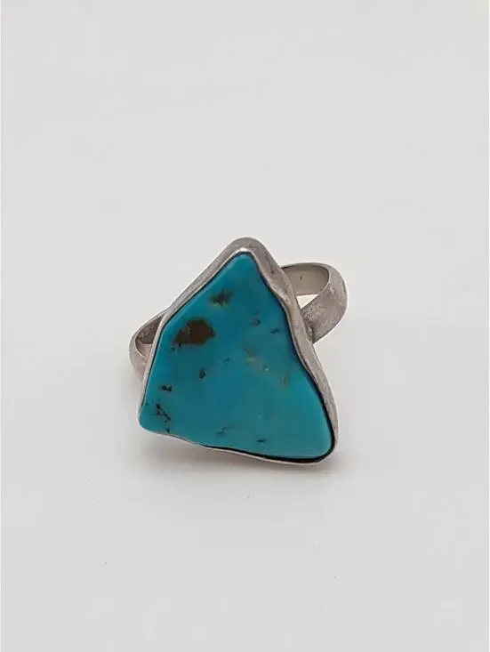 Sterling Silver Turquoise Ring Natural Stone Size 8